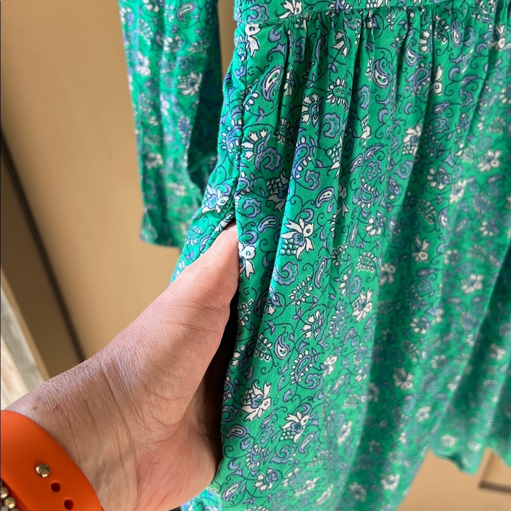 J. Crew Factory Green Floral Mini Shirt Dress - Picture 6 of 11